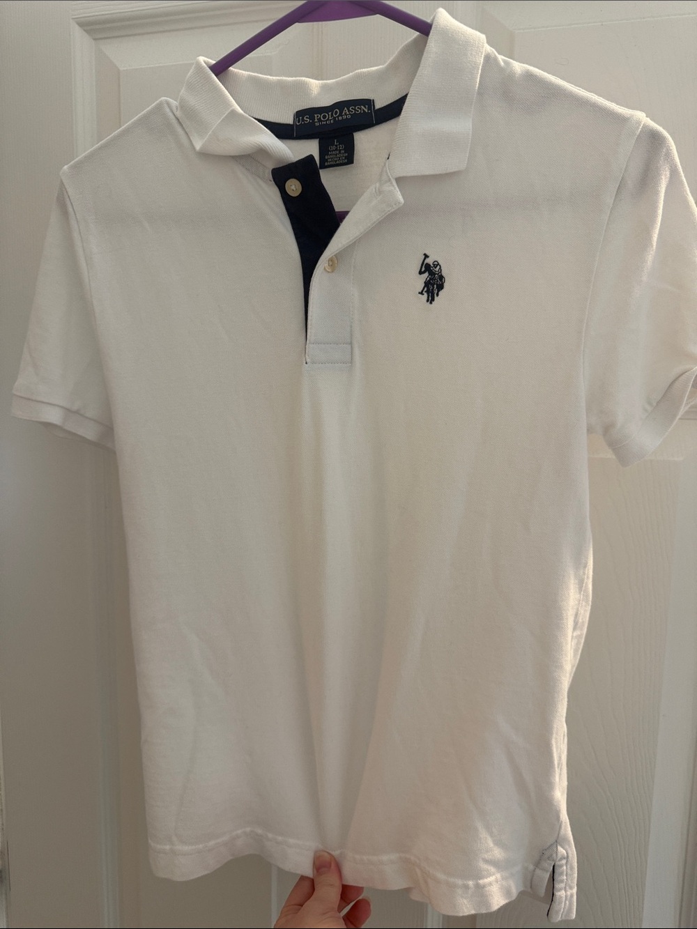 U.S. Polo Assn. White Polo with Navy Logo and Placket